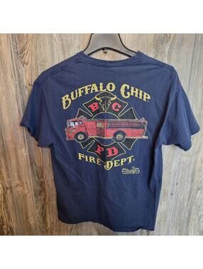 Buffalo Chip Campground Fire Dept. Sturgis Rally Graphic T-Shirt Sz Lrg-{RARE}